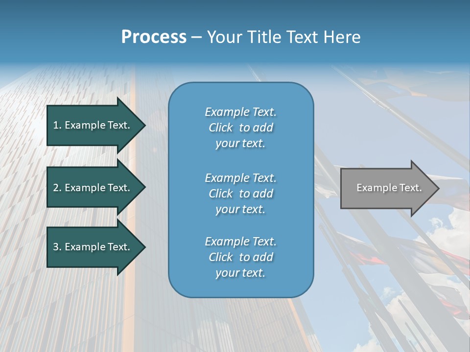 A Group Of Flags Flying In Front Of A Tall Building PowerPoint Template