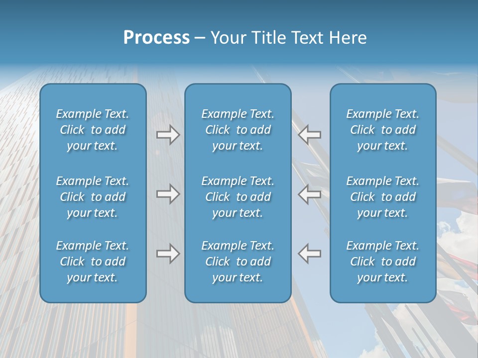 A Group Of Flags Flying In Front Of A Tall Building PowerPoint Template
