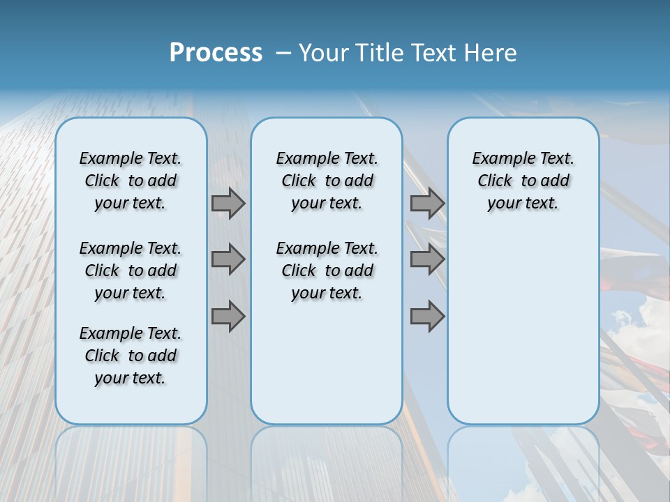 A Group Of Flags Flying In Front Of A Tall Building PowerPoint Template
