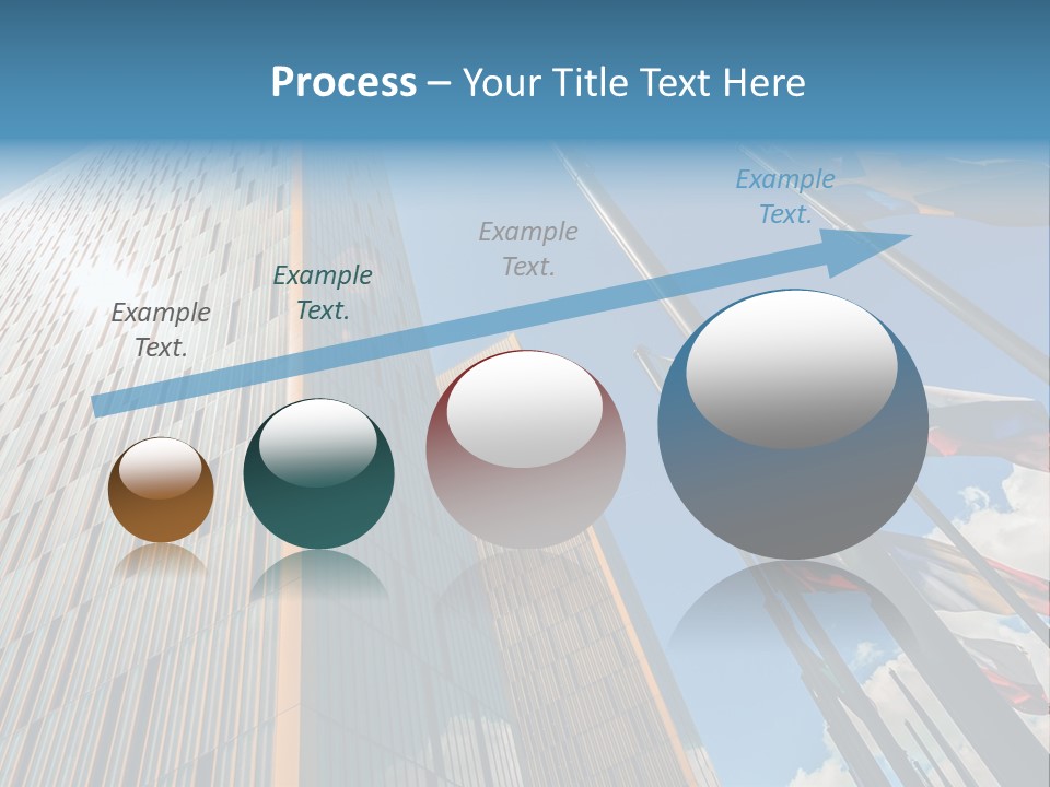 A Group Of Flags Flying In Front Of A Tall Building PowerPoint Template