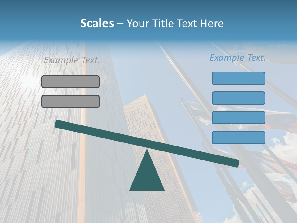 A Group Of Flags Flying In Front Of A Tall Building PowerPoint Template