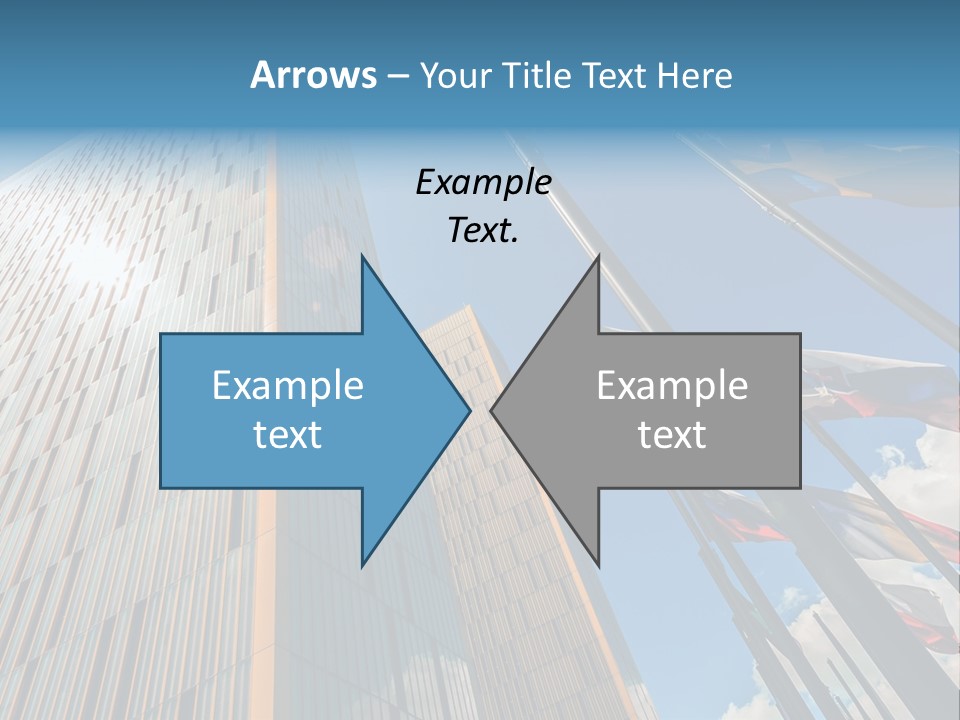A Group Of Flags Flying In Front Of A Tall Building PowerPoint Template