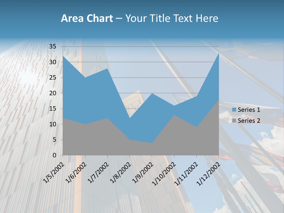A Group Of Flags Flying In Front Of A Tall Building PowerPoint Template