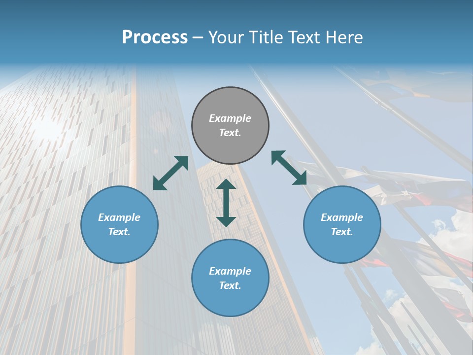A Group Of Flags Flying In Front Of A Tall Building PowerPoint Template