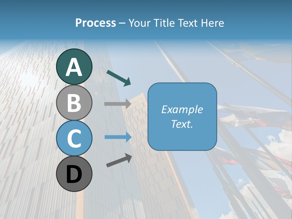 A Group Of Flags Flying In Front Of A Tall Building PowerPoint Template