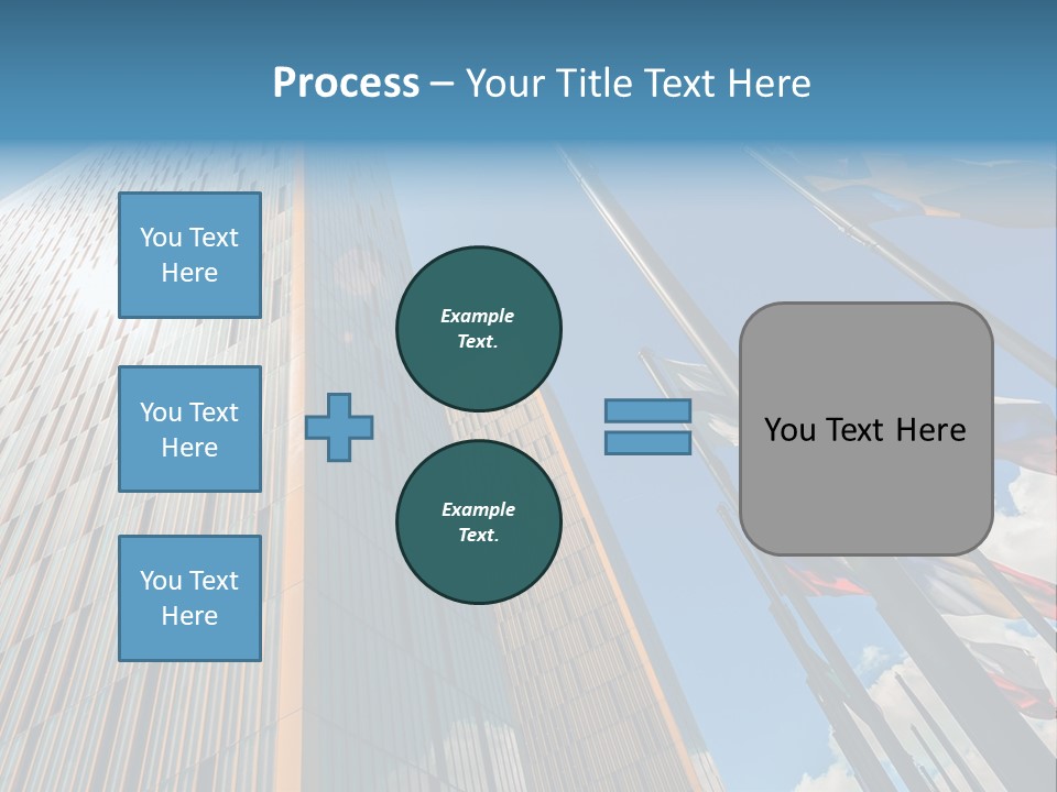 A Group Of Flags Flying In Front Of A Tall Building PowerPoint Template