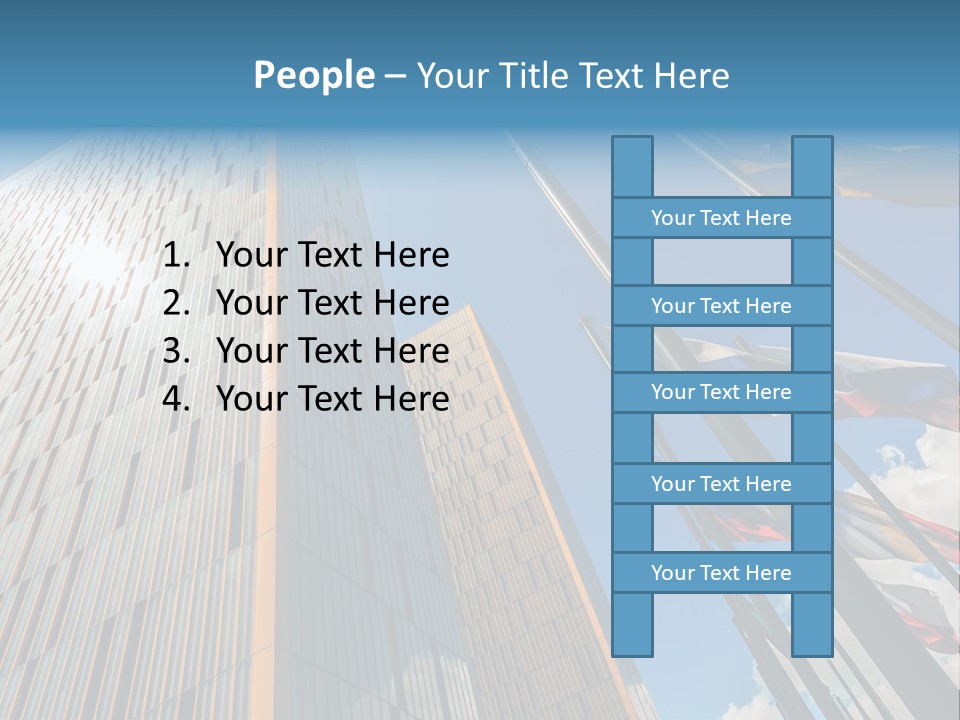 A Group Of Flags Flying In Front Of A Tall Building PowerPoint Template