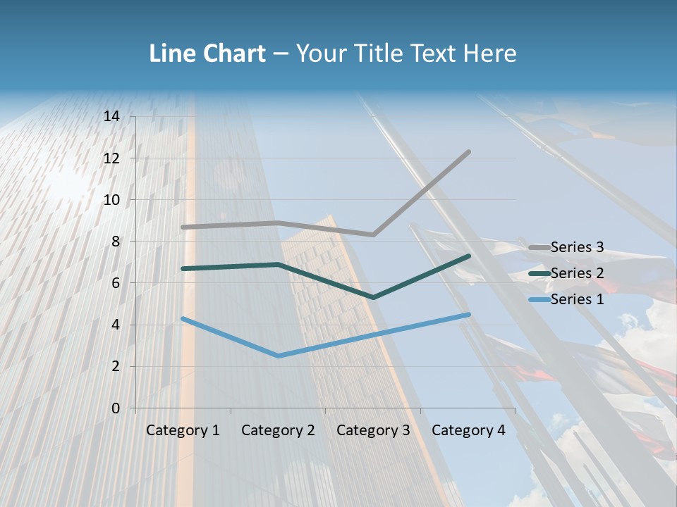 A Group Of Flags Flying In Front Of A Tall Building PowerPoint Template