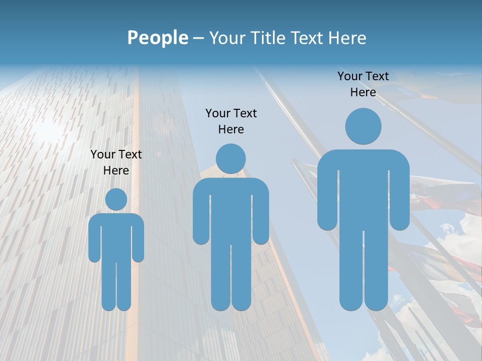 A Group Of Flags Flying In Front Of A Tall Building PowerPoint Template