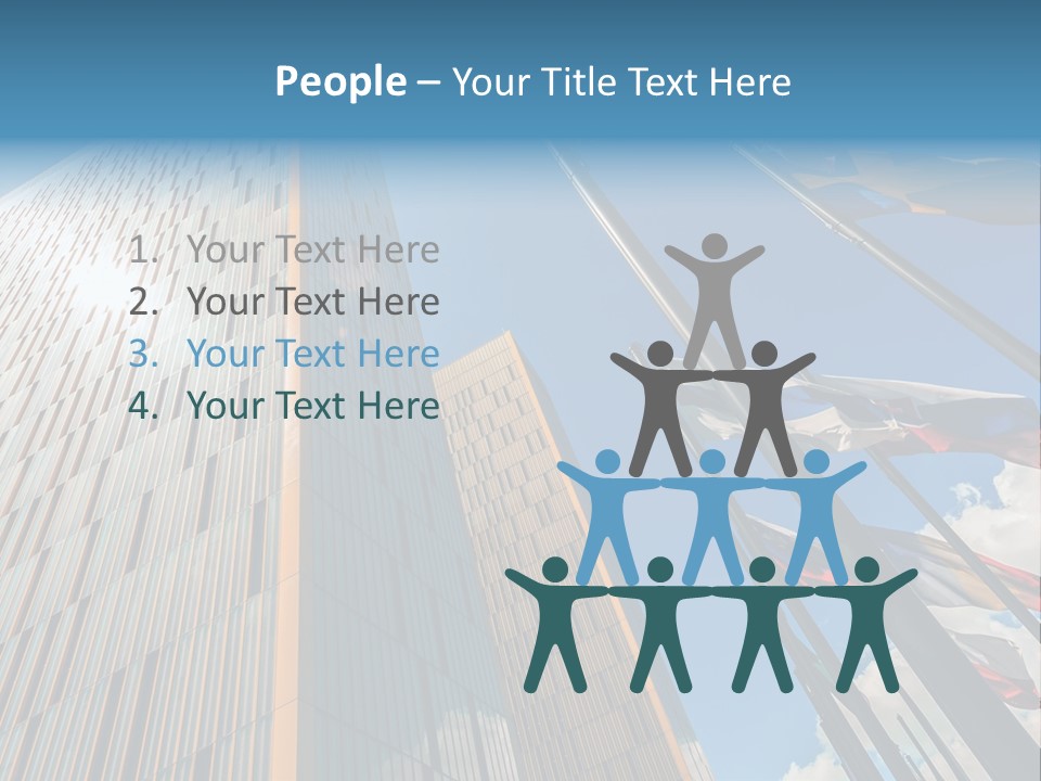 A Group Of Flags Flying In Front Of A Tall Building PowerPoint Template