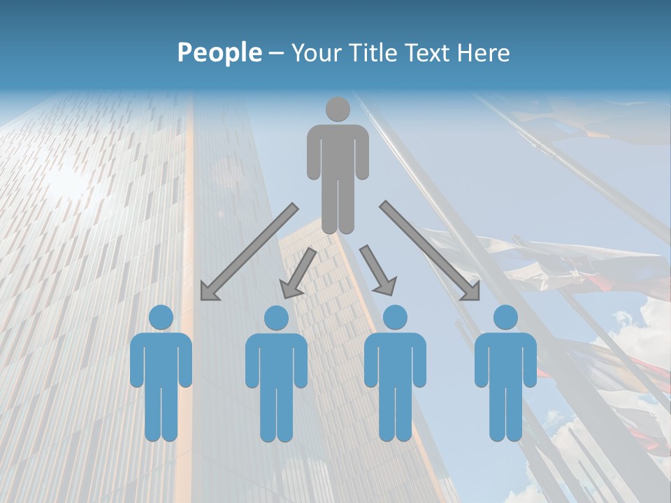 A Group Of Flags Flying In Front Of A Tall Building PowerPoint Template