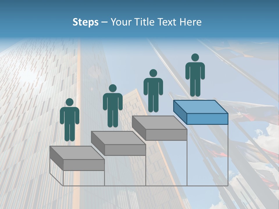 A Group Of Flags Flying In Front Of A Tall Building PowerPoint Template