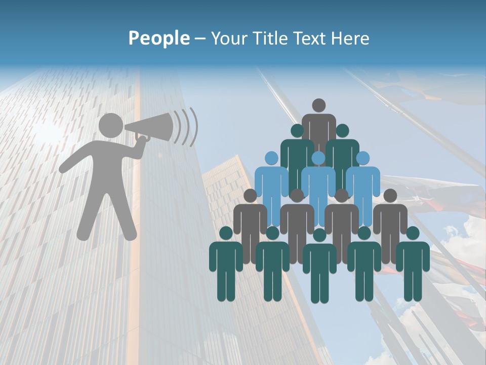 A Group Of Flags Flying In Front Of A Tall Building PowerPoint Template