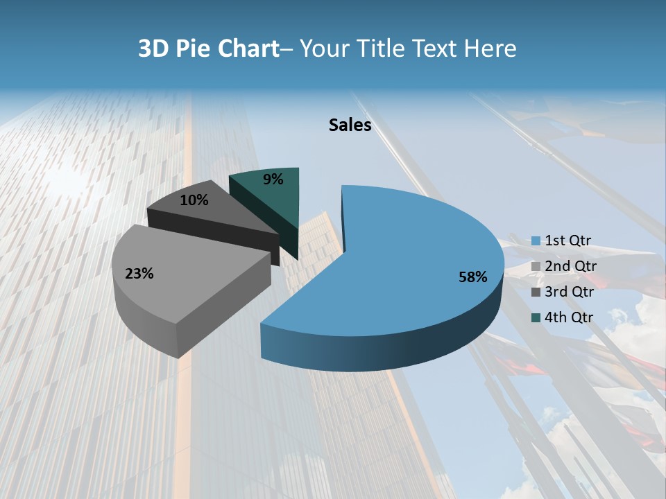 A Group Of Flags Flying In Front Of A Tall Building PowerPoint Template