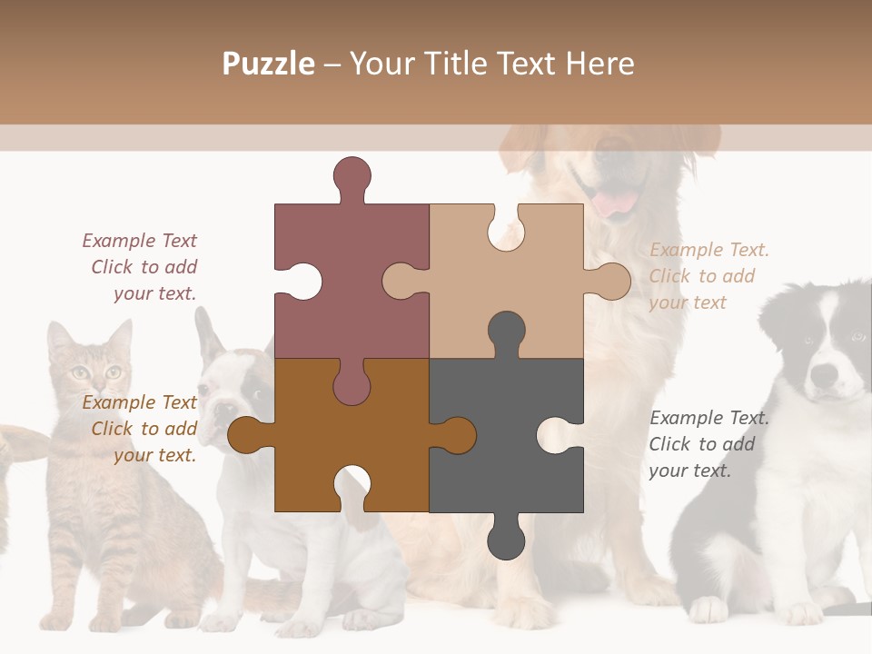 A Group Of Dogs And Cats Sitting In Front Of A Fish Bowl PowerPoint Template