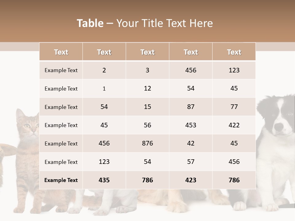 A Group Of Dogs And Cats Sitting In Front Of A Fish Bowl PowerPoint Template