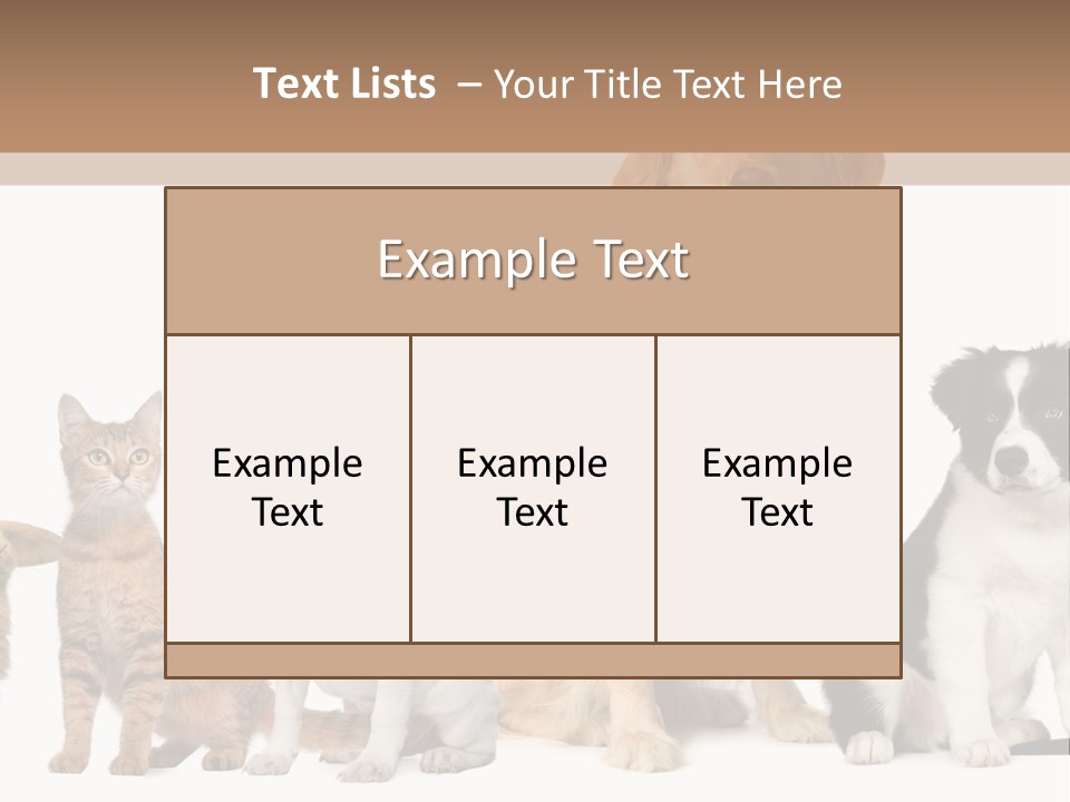 A Group Of Dogs And Cats Sitting In Front Of A Fish Bowl PowerPoint Template