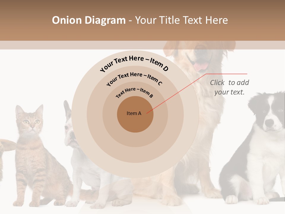 A Group Of Dogs And Cats Sitting In Front Of A Fish Bowl PowerPoint Template