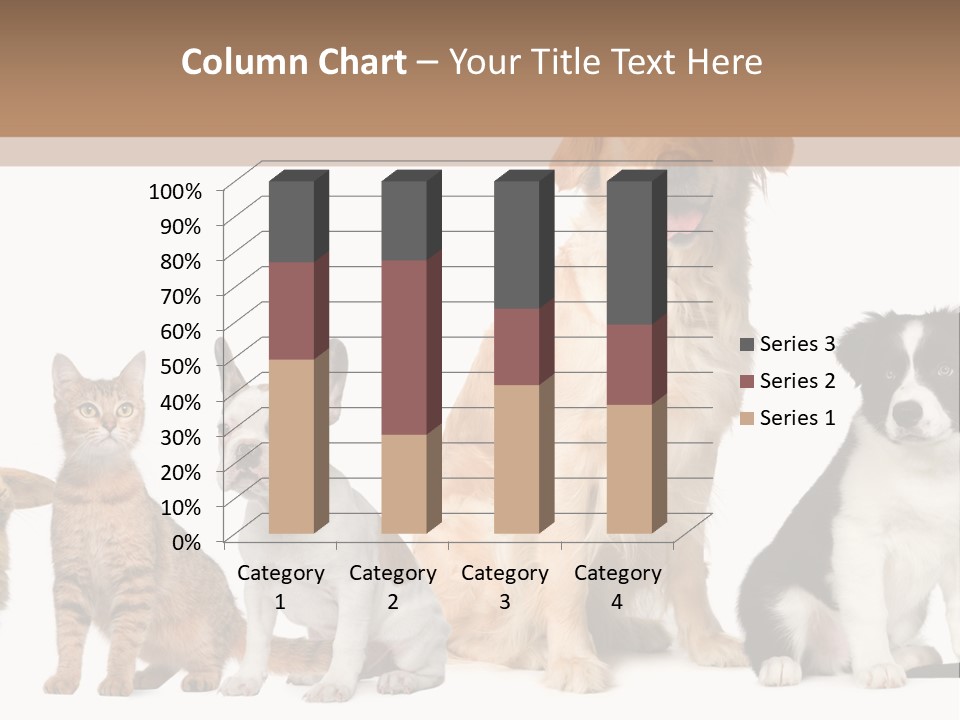 A Group Of Dogs And Cats Sitting In Front Of A Fish Bowl PowerPoint Template