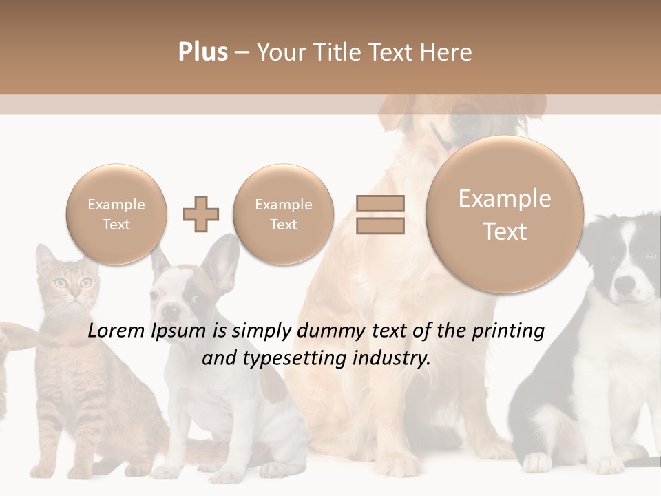 A Group Of Dogs And Cats Sitting In Front Of A Fish Bowl PowerPoint Template
