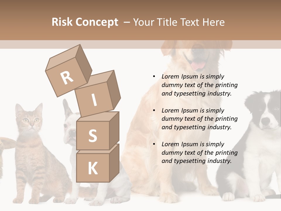 A Group Of Dogs And Cats Sitting In Front Of A Fish Bowl PowerPoint Template