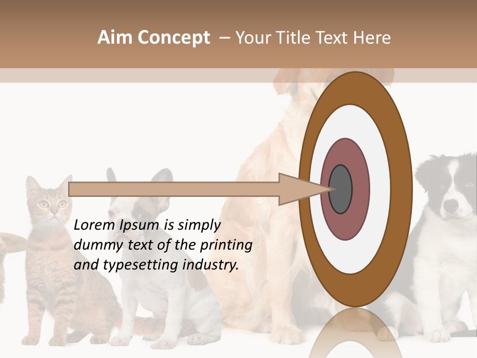 A Group Of Dogs And Cats Sitting In Front Of A Fish Bowl PowerPoint Template