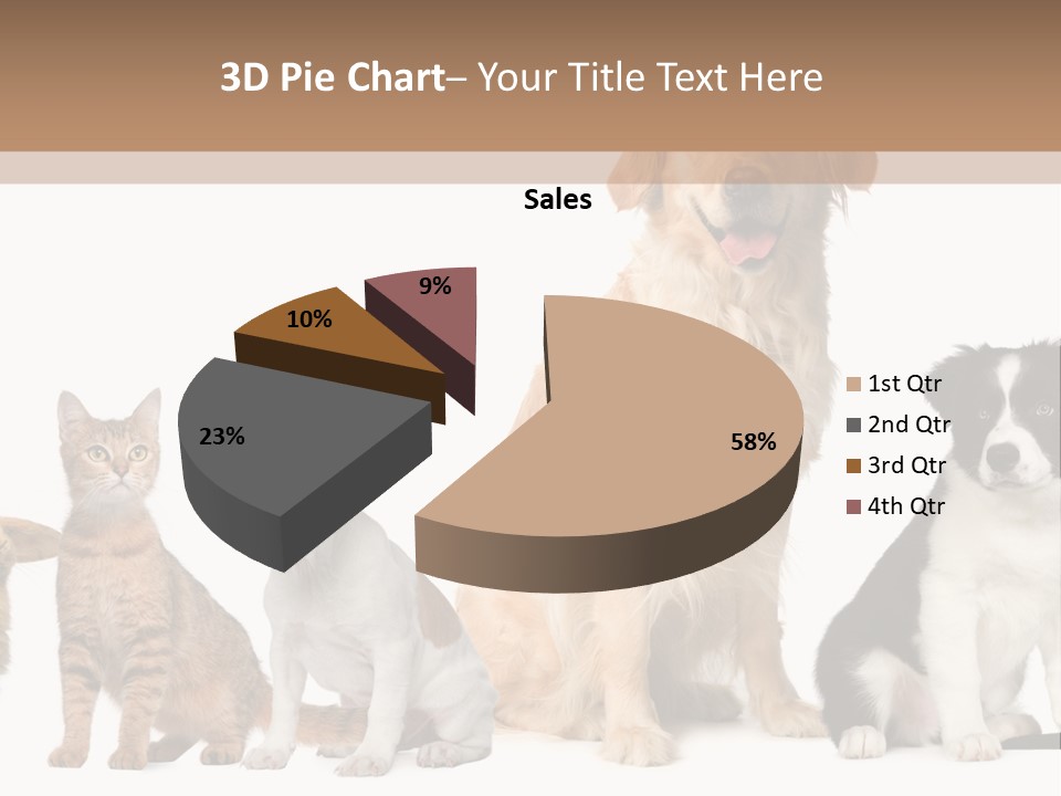 A Group Of Dogs And Cats Sitting In Front Of A Fish Bowl PowerPoint Template