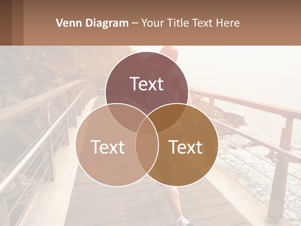 A Woman Walking Along A Wooden Bridge Over A Body Of Water PowerPoint Template