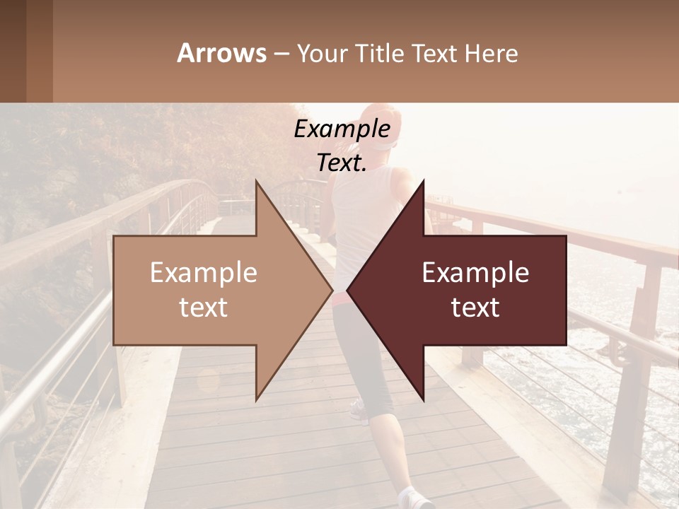 A Woman Walking Along A Wooden Bridge Over A Body Of Water PowerPoint Template