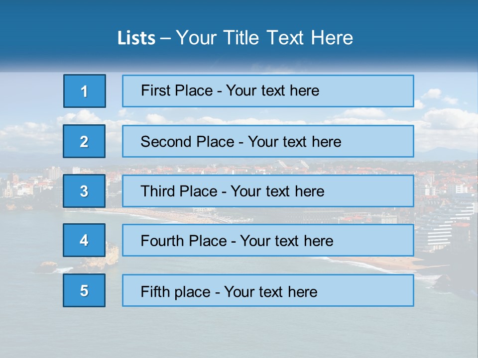 A View Of A Beach With A City In The Background PowerPoint Template