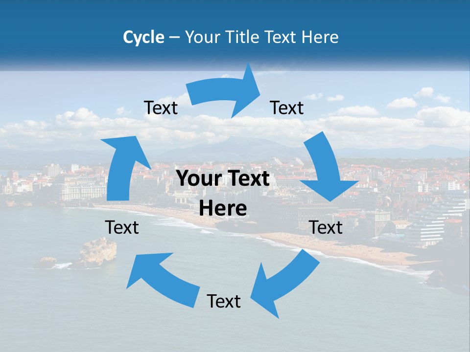 A View Of A Beach With A City In The Background PowerPoint Template