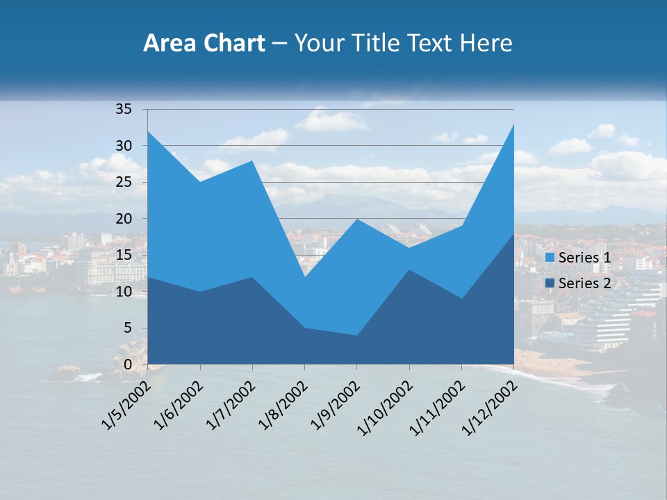 A View Of A Beach With A City In The Background PowerPoint Template