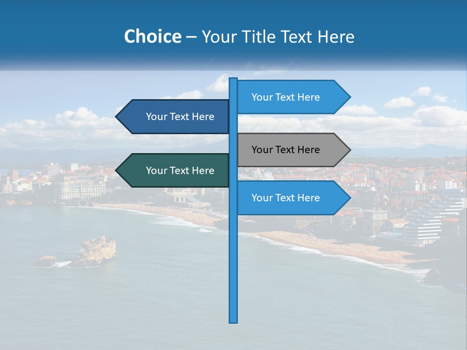 A View Of A Beach With A City In The Background PowerPoint Template