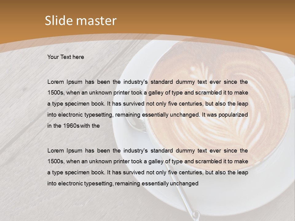 A Cup Of Coffee On A Saucer On A Wooden Table PowerPoint Template