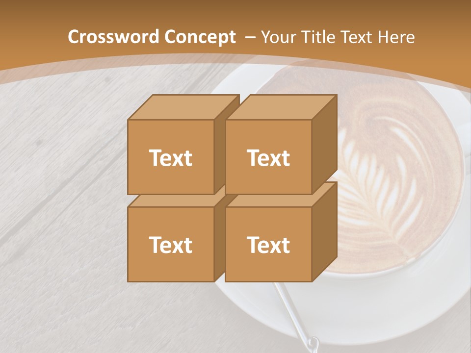 A Cup Of Coffee On A Saucer On A Wooden Table PowerPoint Template