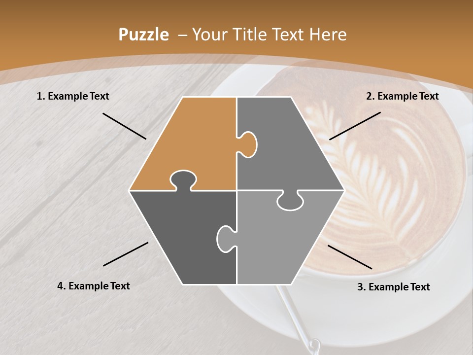 A Cup Of Coffee On A Saucer On A Wooden Table PowerPoint Template