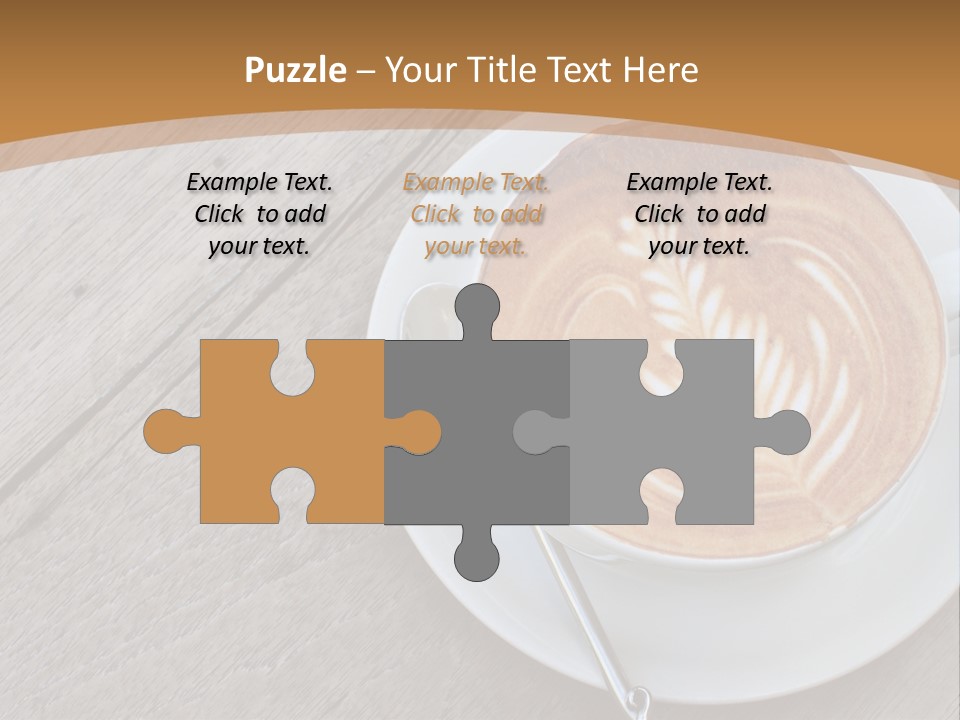 A Cup Of Coffee On A Saucer On A Wooden Table PowerPoint Template