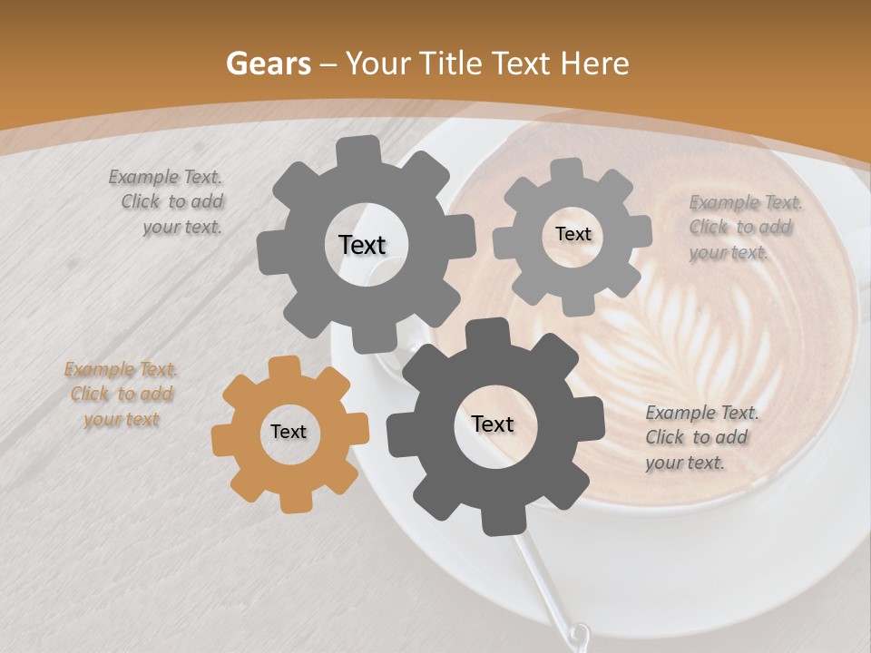 A Cup Of Coffee On A Saucer On A Wooden Table PowerPoint Template