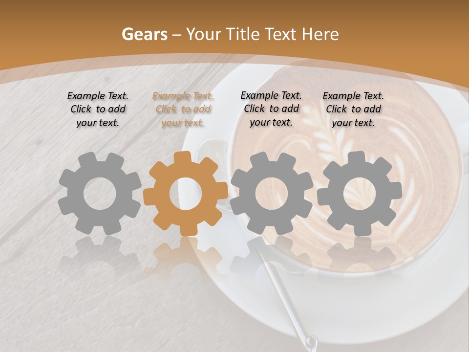 A Cup Of Coffee On A Saucer On A Wooden Table PowerPoint Template