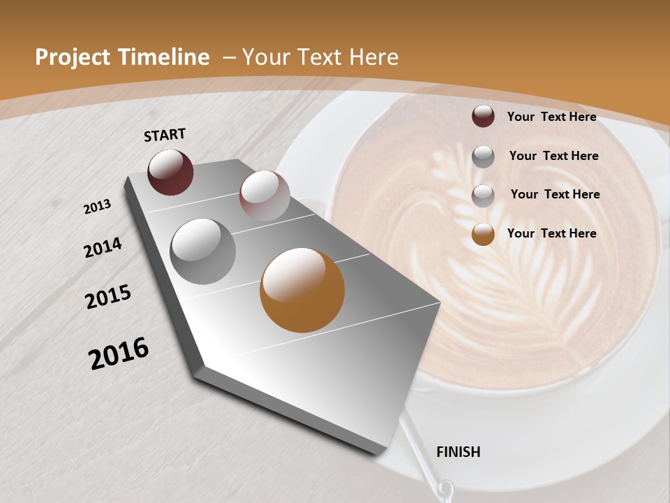 A Cup Of Coffee On A Saucer On A Wooden Table PowerPoint Template