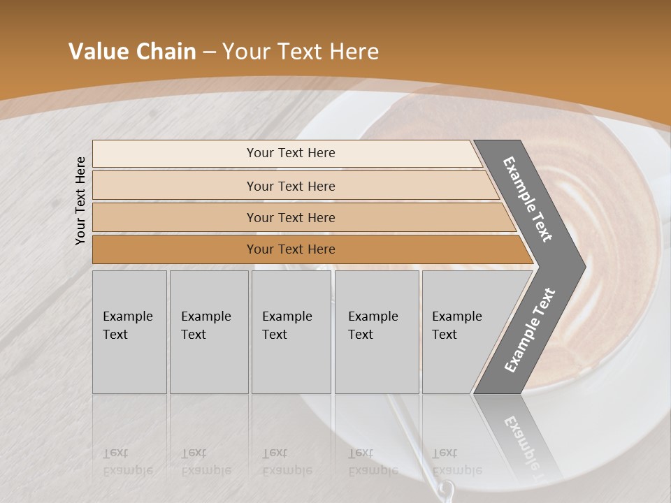 A Cup Of Coffee On A Saucer On A Wooden Table PowerPoint Template