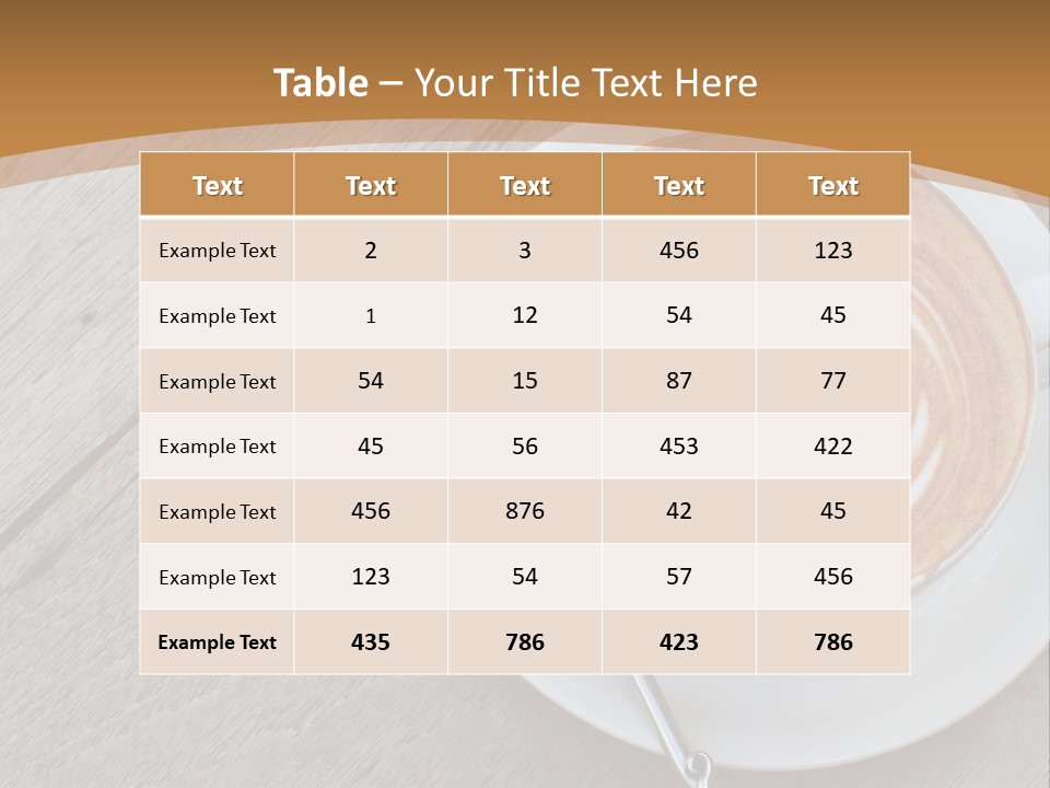 A Cup Of Coffee On A Saucer On A Wooden Table PowerPoint Template