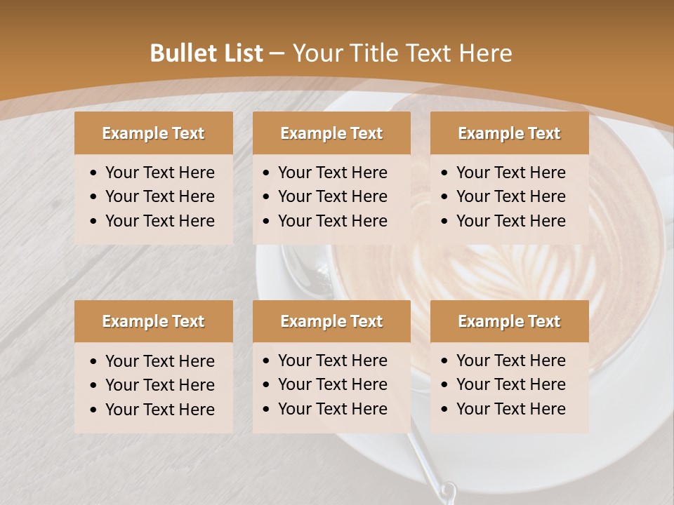 A Cup Of Coffee On A Saucer On A Wooden Table PowerPoint Template