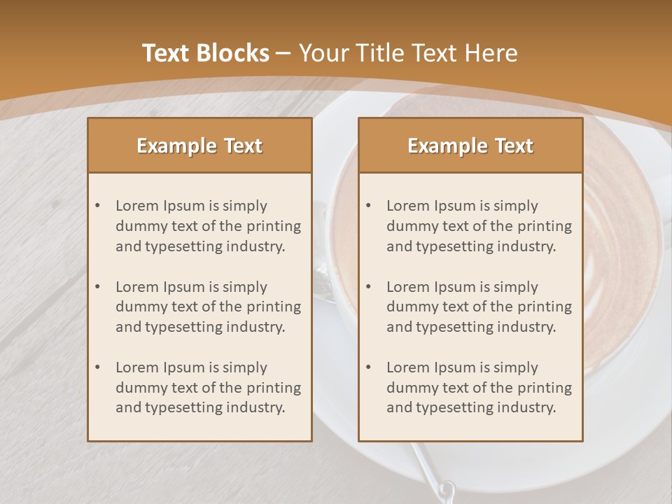 A Cup Of Coffee On A Saucer On A Wooden Table PowerPoint Template