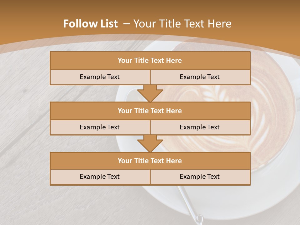 A Cup Of Coffee On A Saucer On A Wooden Table PowerPoint Template