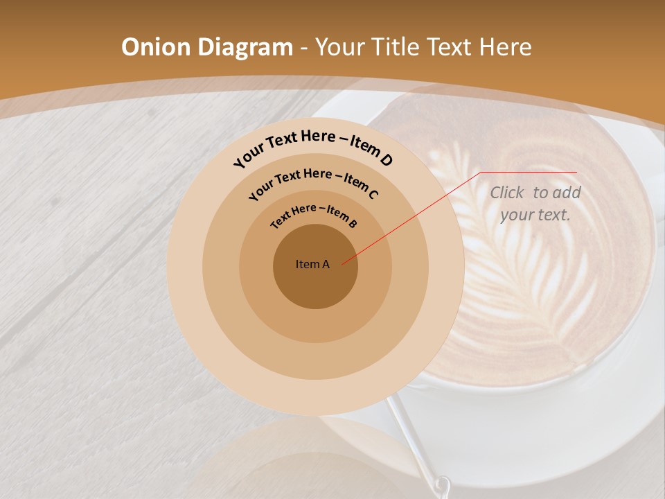 A Cup Of Coffee On A Saucer On A Wooden Table PowerPoint Template