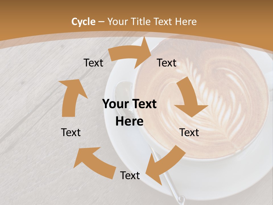 A Cup Of Coffee On A Saucer On A Wooden Table PowerPoint Template
