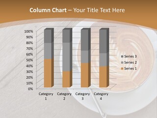 A Cup Of Coffee On A Saucer On A Wooden Table PowerPoint Template