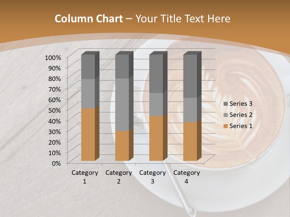 A Cup Of Coffee On A Saucer On A Wooden Table PowerPoint Template