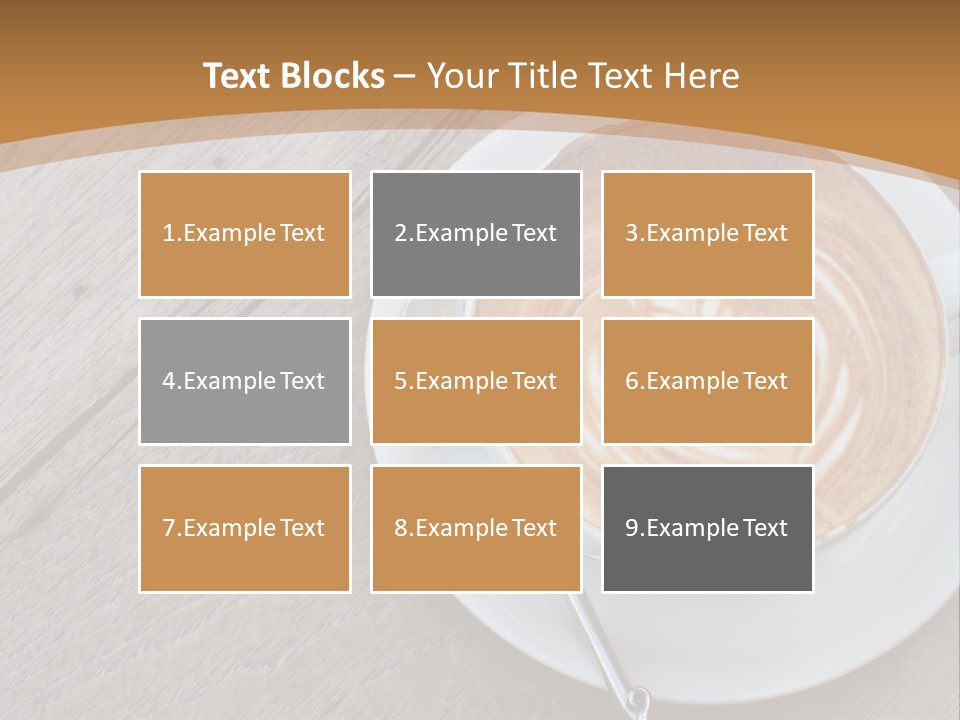 A Cup Of Coffee On A Saucer On A Wooden Table PowerPoint Template